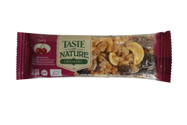 Baton bio cu cireşe şi nuci pecan Taste of Nature