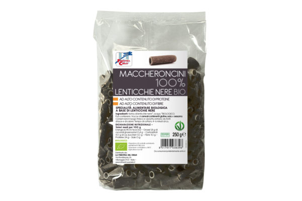 Paste bio Maccheroncini din linte neagra 100% 250 gr