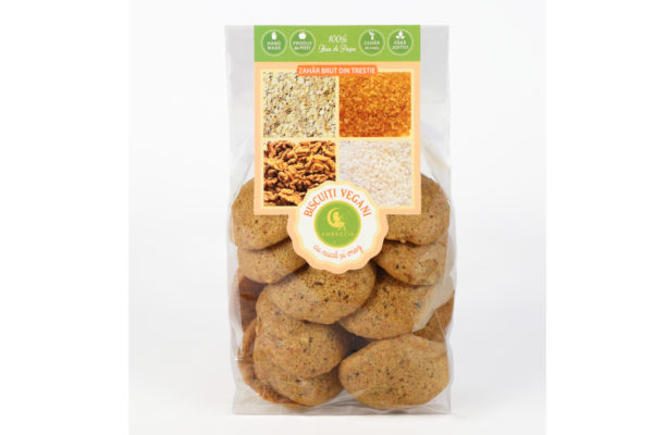 Biscuiţi vegani cu nucă şi orez Hiper Ambrozia 150 g