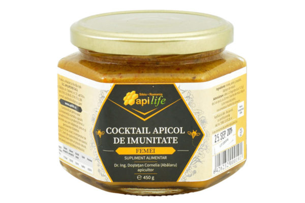 Cocktail Apicol pentru creşterea sistemului imunitar la femei Apilife 450 gr