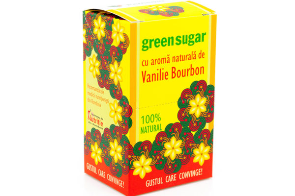 Îndulcitor Green Sugar cu aroma naturala de Vanilie Bourbon, 10 plicuri