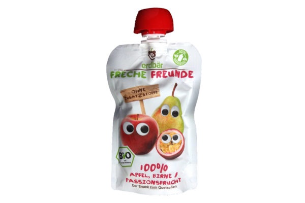 Piure de mere, pere și fructul pasiunii bio 100g
- fără gluten