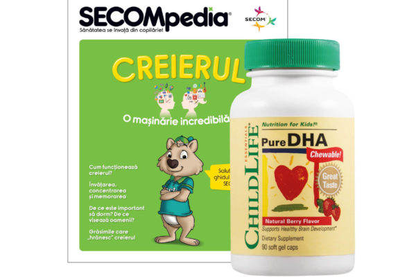 Pure DHA capsule masticabile gust de fructe Secom 90 cps