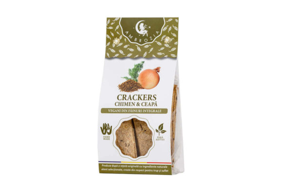 Crackers vegani cu chimen şi ceapă Hiper Ambrozia 125 gr