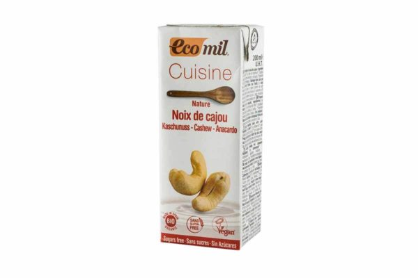 Cremă vegetală bio pentru gătit pe bază de caju Ecomil 200 ml