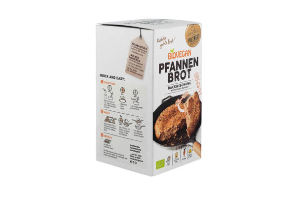 Mix bio pentru pâine la tigaie fără gluten Biovegan 330 gr - imagine 2