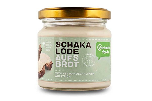 Cremă tartinabilă vegană albă Schakalode cu migdale fără ulei de palmier Vantastic Foods 200 gr