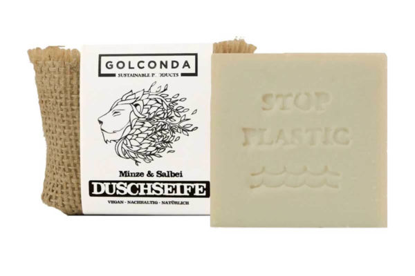 Săpun pentru duș vegan cu mentă și salvie Golconda 65 gr - imagine 2