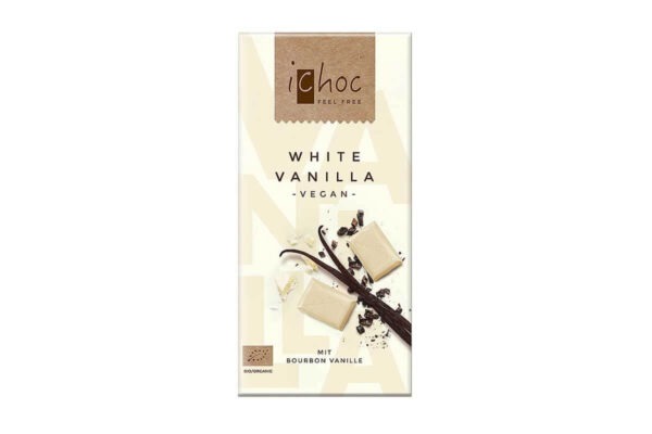 Ciocolată albă vegană bio cu vanilie bourbon iChoc 80 gr