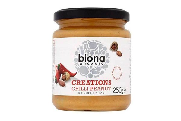 Cremă tartinabilă bio vegană Creations din arahide cu chilli Biona 250 gr