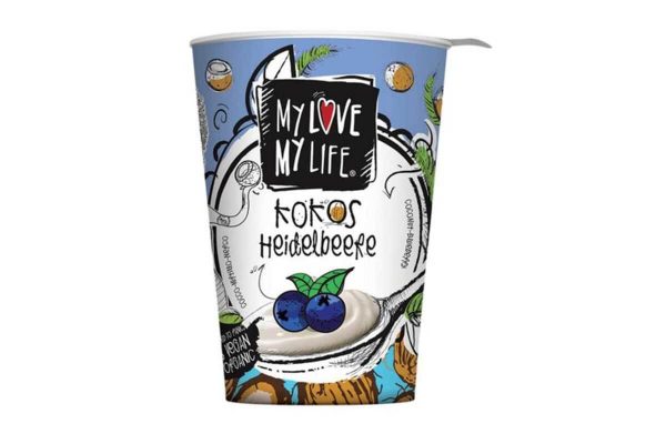 Alternativă vegană la iaurt bio pe bază de cocos cu afine fără gluten MyLove MyLife 180 gr