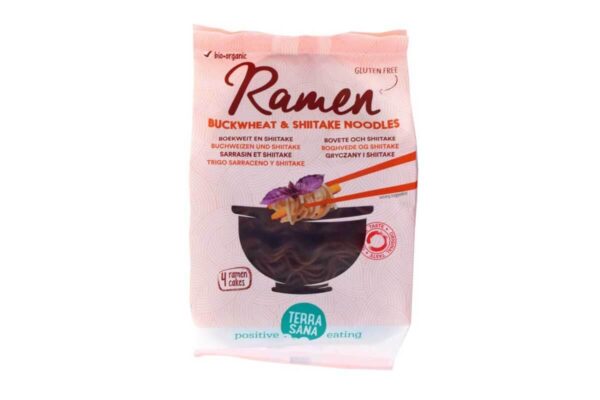 Tăiței bio vegani din hrișcă și shiitake Ramen fără gluten Terra Sana 280 gr