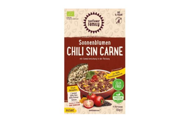 Mix bio vegan pentru Chili sin Carne pe bază de floarea-soarelui fără gluten Sunflower Family 131 gr