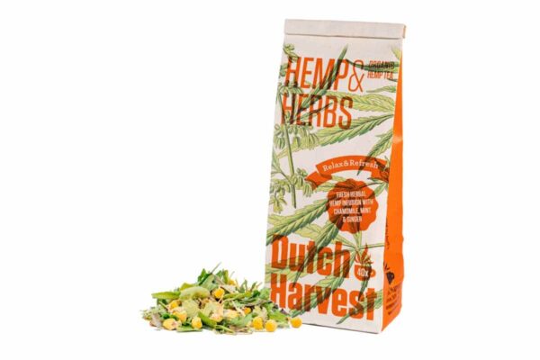 Ceai de cânepă bio Hemp & Herbs Relax & Refresh fără cofeină Dutch Harvest 40 gr