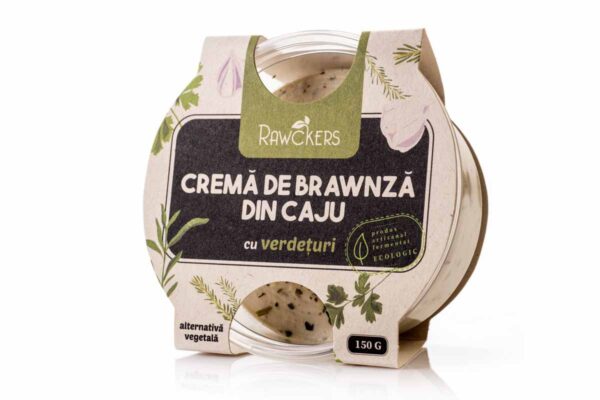 Cremă de brawnză bio raw vegană cu verdețuri din nuci de caju Rawckers 150 gr