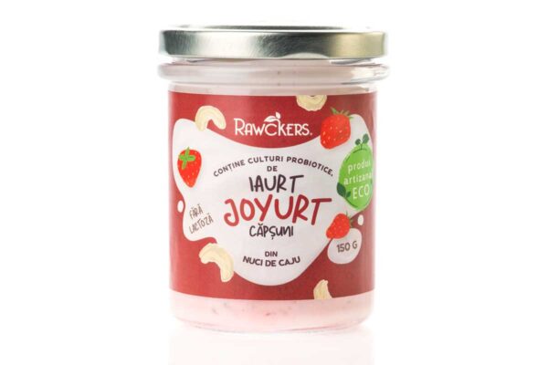 Iaurt bio vegan Joyurt din nuci caju cu căpșuni Rawckers 150 gr