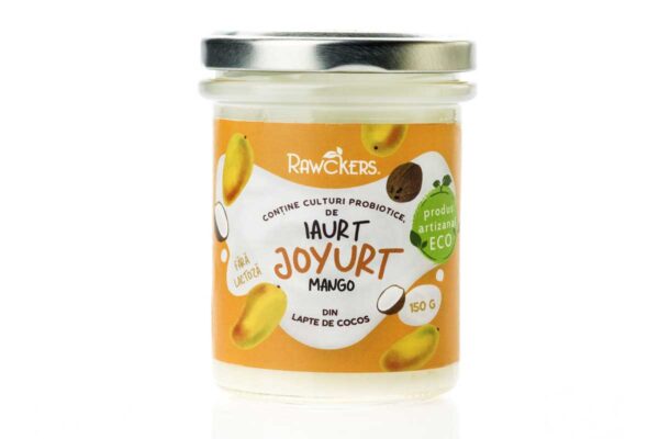 Iaurt bio vegan Joyurt din lapte de cocos cu mango Rawckers 150 gr