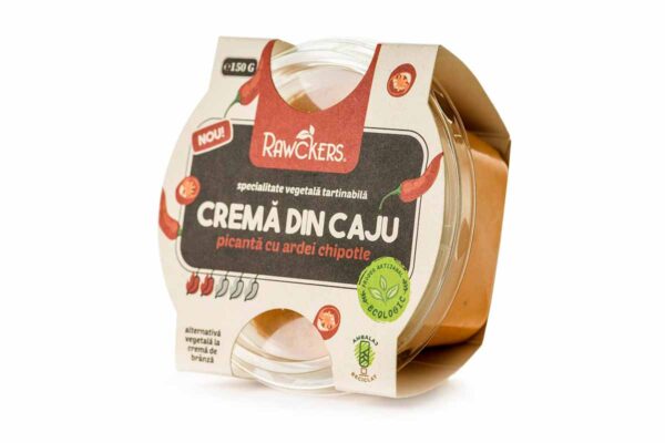 Cremă de brawnză bio raw vegană cu ardei chipotle din nuci de caju Rawckers 150 gr