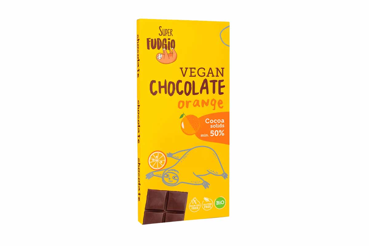Ciocolată bio vegană cu portocale fără gluten Super Fudgio 80 gr — GoVeggie