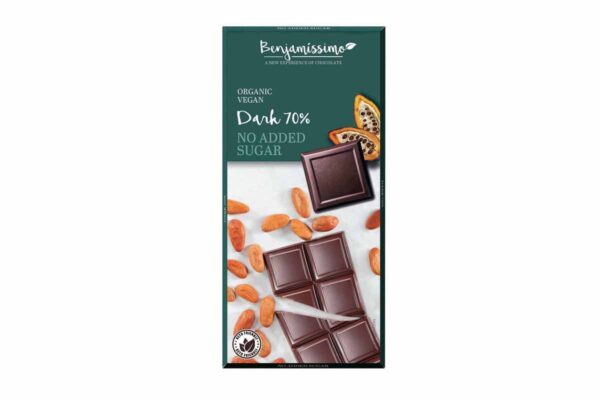 Ciocolată neagră 70% fără zahăr adăugat bio Benjamissimo 70 gr